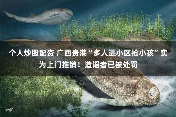 个人炒股配资 广西贵港“多人进小区抢小孩”实为上门推销！造谣者已被处罚