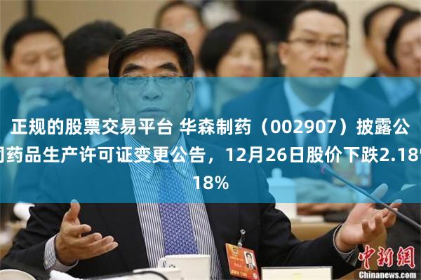 正规的股票交易平台 华森制药（002907）披露公司药品生产许可证变更公告，12月26日股价下跌2.18%